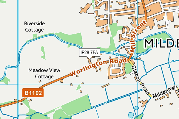 IP28 7FA map - OS VectorMap District (Ordnance Survey)