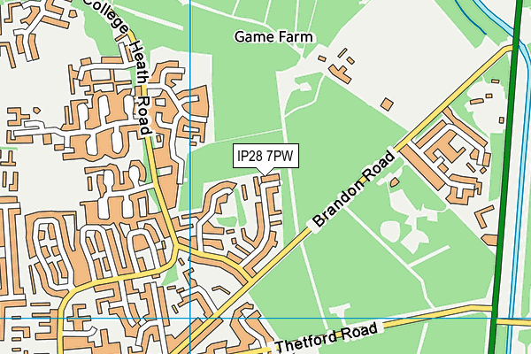 IP28 7PW map - OS VectorMap District (Ordnance Survey)