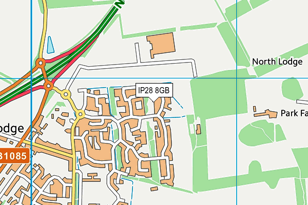 IP28 8GB map - OS VectorMap District (Ordnance Survey)