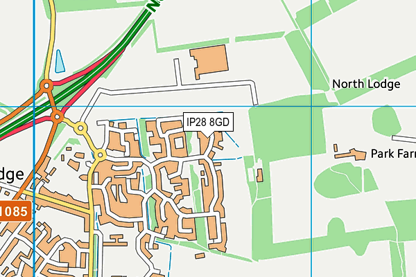 IP28 8GD map - OS VectorMap District (Ordnance Survey)