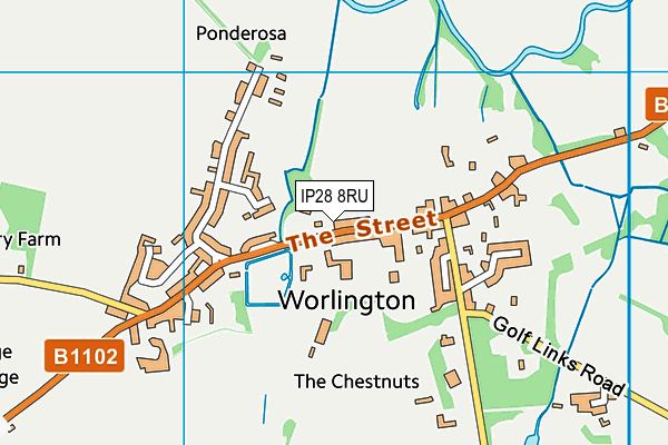Worlington Cricket Club map (IP28 8RU) - OS VectorMap District (Ordnance Survey)