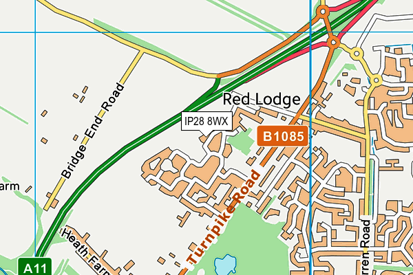 IP28 8WX map - OS VectorMap District (Ordnance Survey)