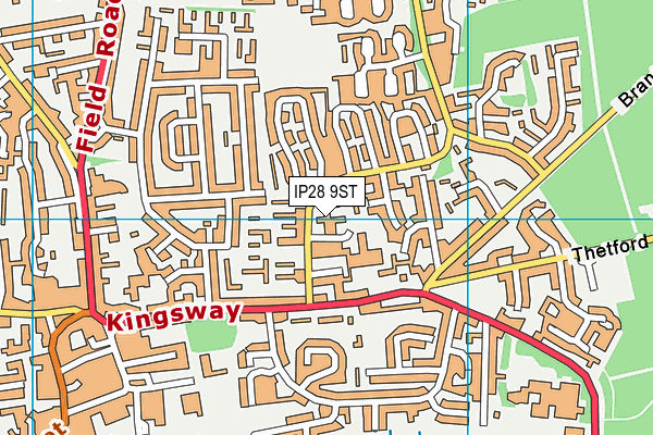 IP28 9ST map - OS VectorMap District (Ordnance Survey)