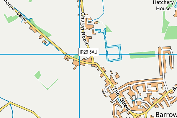 IP29 5AU map - OS VectorMap District (Ordnance Survey)