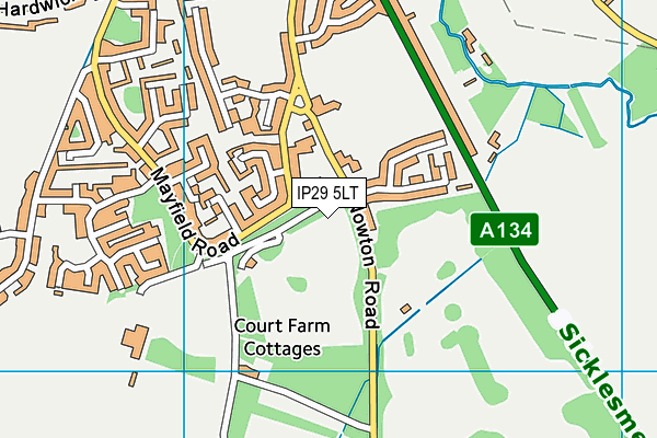 IP29 5LT map - OS VectorMap District (Ordnance Survey)