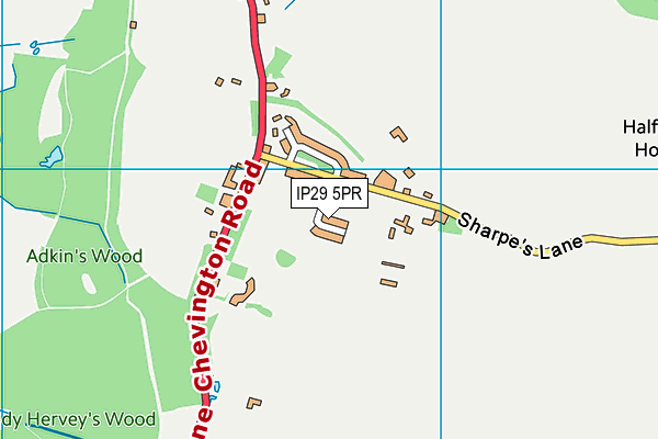 IP29 5PR map - OS VectorMap District (Ordnance Survey)