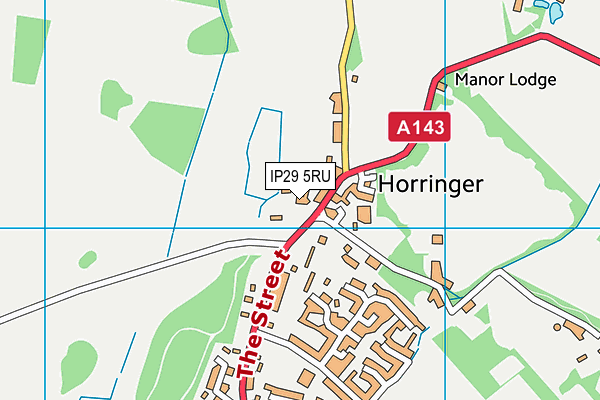 IP29 5RU map - OS VectorMap District (Ordnance Survey)