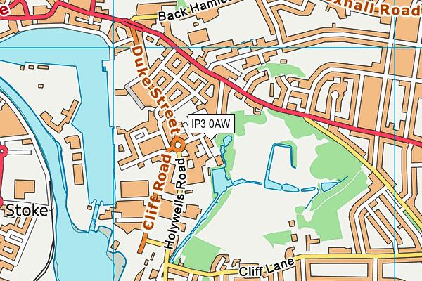 IP3 0AW map - OS VectorMap District (Ordnance Survey)