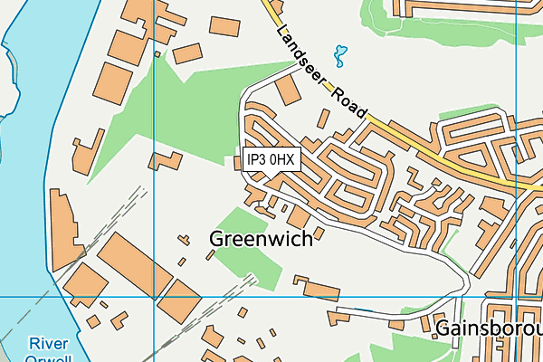 IP3 0HX map - OS VectorMap District (Ordnance Survey)