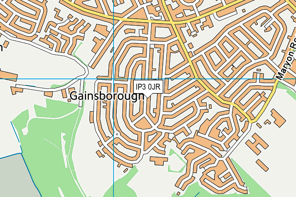 IP3 0JR map - OS VectorMap District (Ordnance Survey)