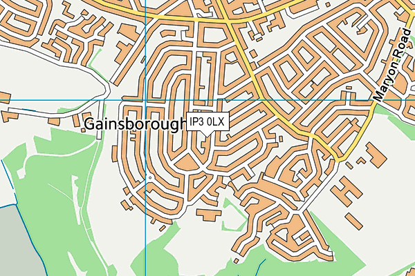 IP3 0LX map - OS VectorMap District (Ordnance Survey)