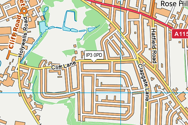 IP3 0PD map - OS VectorMap District (Ordnance Survey)