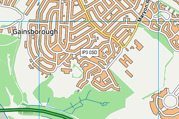 IP3 0SD map - OS VectorMap District (Ordnance Survey)