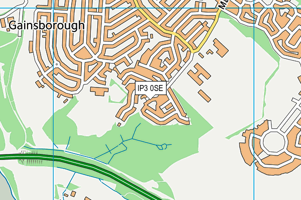 IP3 0SE map - OS VectorMap District (Ordnance Survey)