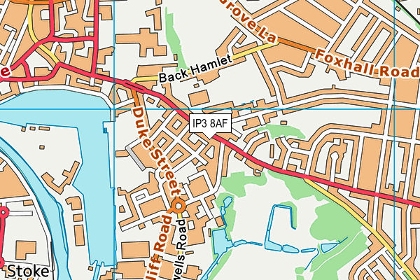 IP3 8AF map - OS VectorMap District (Ordnance Survey)