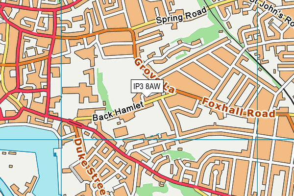 IP3 8AW map - OS VectorMap District (Ordnance Survey)