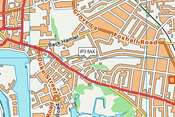 IP3 8AX map - OS VectorMap District (Ordnance Survey)
