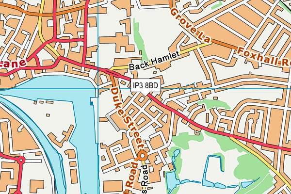 IP3 8BD map - OS VectorMap District (Ordnance Survey)