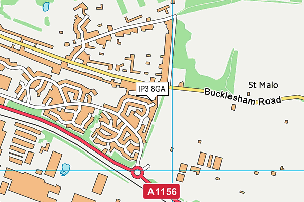 IP3 8GA map - OS VectorMap District (Ordnance Survey)