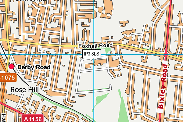 IP3 8LS map - OS VectorMap District (Ordnance Survey)