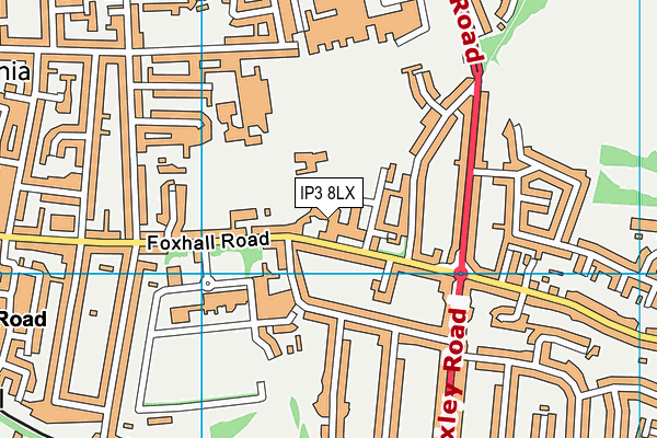 IP3 8LX map - OS VectorMap District (Ordnance Survey)