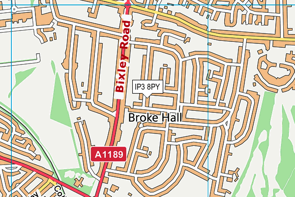 IP3 8PY map - OS VectorMap District (Ordnance Survey)