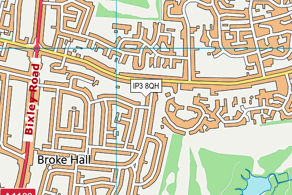 IP3 8QH map - OS VectorMap District (Ordnance Survey)