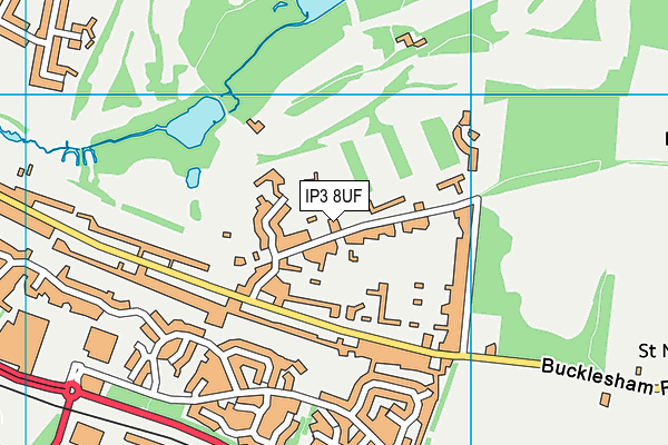 IP3 8UF map - OS VectorMap District (Ordnance Survey)