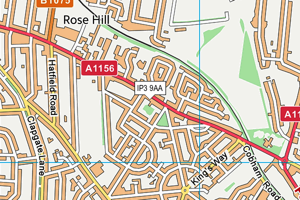 IP3 9AA map - OS VectorMap District (Ordnance Survey)