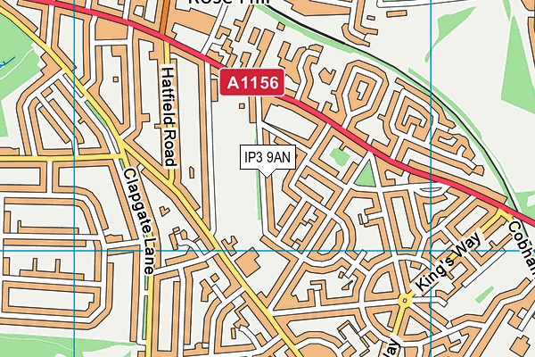 IP3 9AN map - OS VectorMap District (Ordnance Survey)