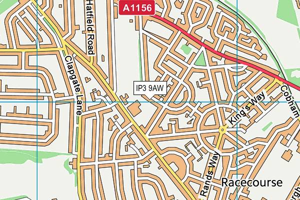 IP3 9AW map - OS VectorMap District (Ordnance Survey)