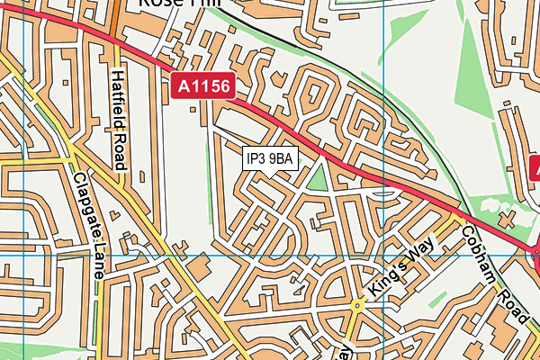 IP3 9BA map - OS VectorMap District (Ordnance Survey)