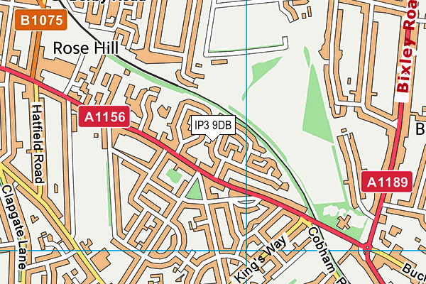 IP3 9DB map - OS VectorMap District (Ordnance Survey)