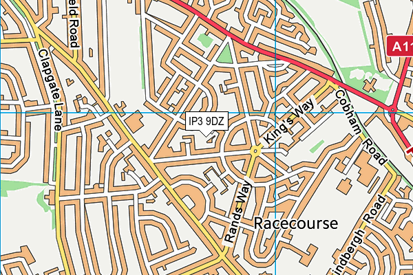 IP3 9DZ map - OS VectorMap District (Ordnance Survey)