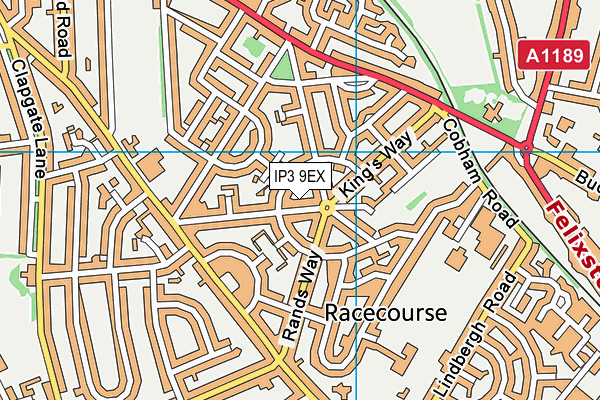 IP3 9EX map - OS VectorMap District (Ordnance Survey)