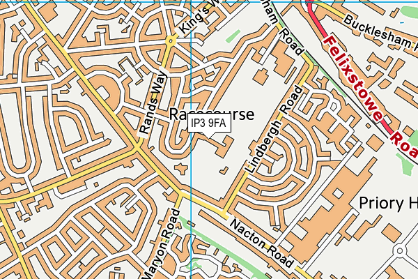 Sir Bobby Robson School map (IP3 9FA) - OS VectorMap District (Ordnance Survey)