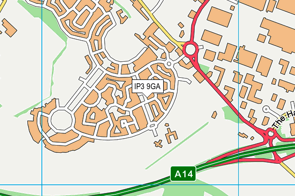 IP3 9GA map - OS VectorMap District (Ordnance Survey)