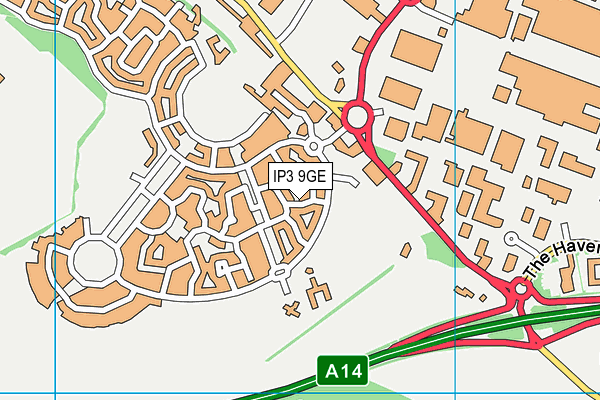 IP3 9GE map - OS VectorMap District (Ordnance Survey)