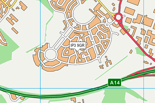 IP3 9GR map - OS VectorMap District (Ordnance Survey)