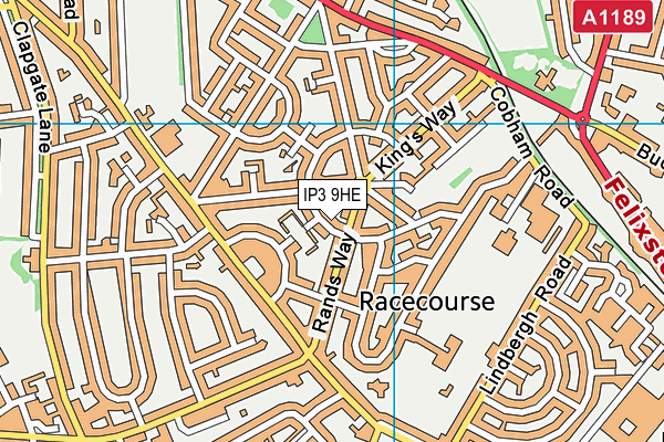 IP3 9HE map - OS VectorMap District (Ordnance Survey)