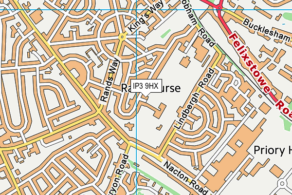 IP3 9HX map - OS VectorMap District (Ordnance Survey)