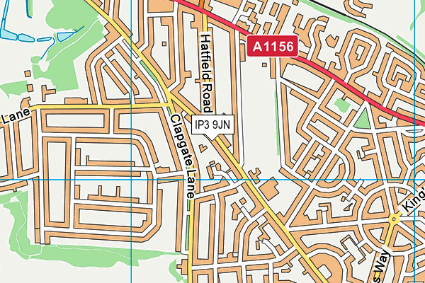 IP3 9JN map - OS VectorMap District (Ordnance Survey)