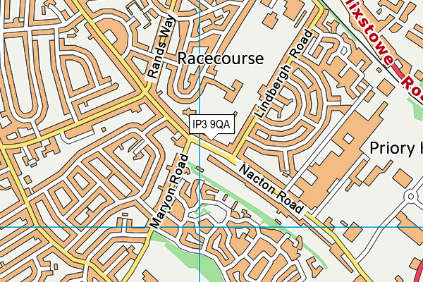IP3 9QA map - OS VectorMap District (Ordnance Survey)
