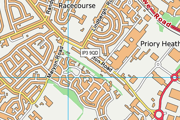 IP3 9QD map - OS VectorMap District (Ordnance Survey)