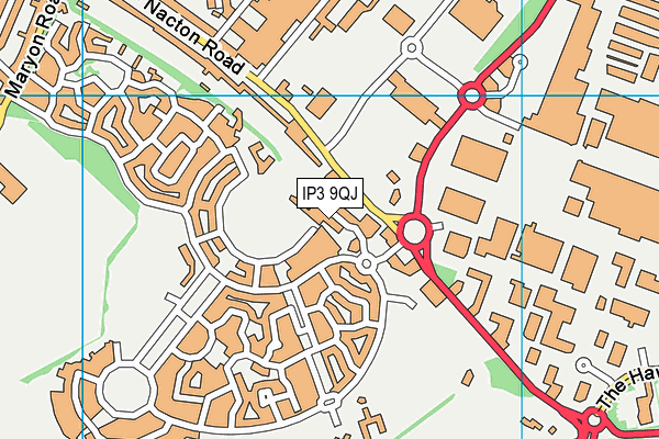 IP3 9QJ map - OS VectorMap District (Ordnance Survey)