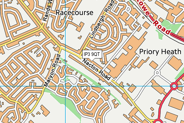 IP3 9QT map - OS VectorMap District (Ordnance Survey)