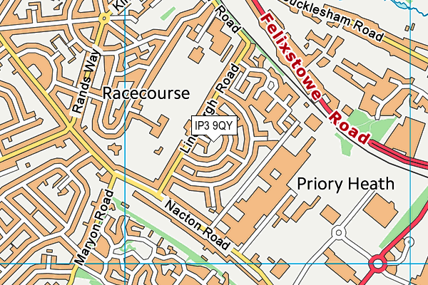 IP3 9QY map - OS VectorMap District (Ordnance Survey)