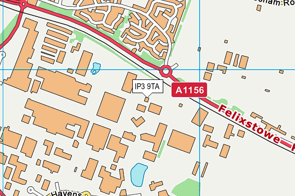 IP3 9TA map - OS VectorMap District (Ordnance Survey)