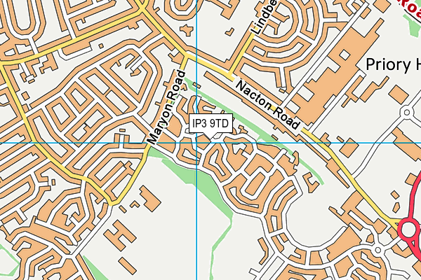 IP3 9TD map - OS VectorMap District (Ordnance Survey)