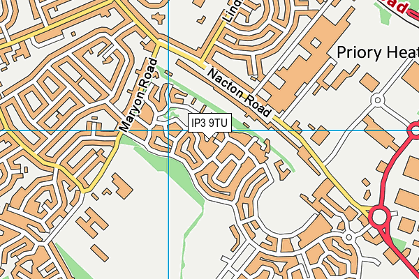 IP3 9TU map - OS VectorMap District (Ordnance Survey)